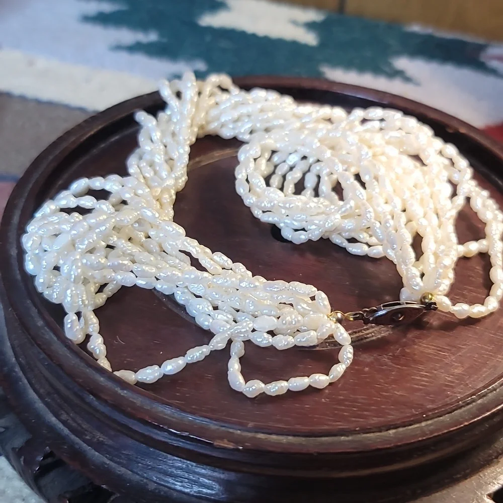 freshwater cultured pearls necklace and bracelet set with TECHNIBOND bail 18" 7" - Picture 4 of 4